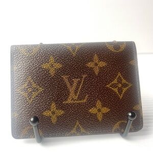 Authentic Louis Vuitton Elegant Brown Leather ID holder